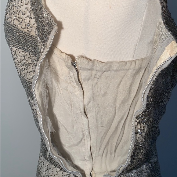 1950's RARE SIR NORMAN HARTNELL COUTURE Silver Beaded Dress! Top of the Line! - Picture 12 of 12